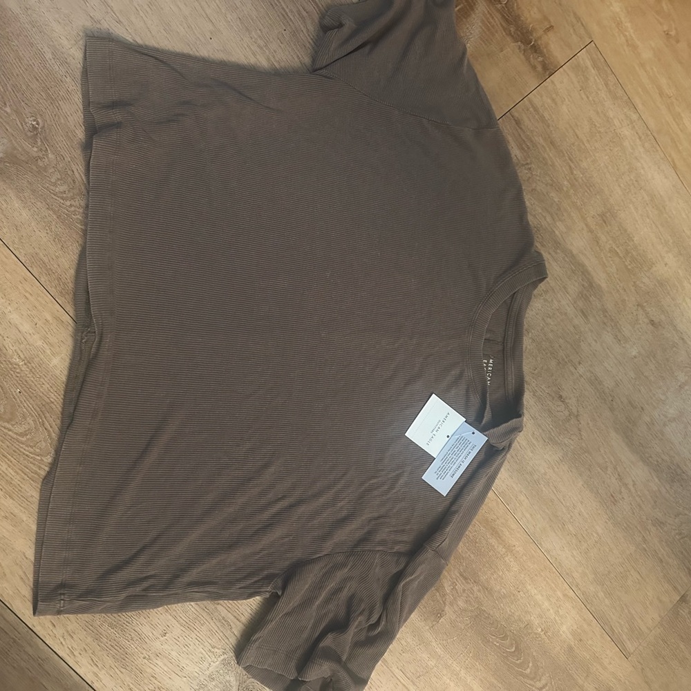 American Eagle Outfitters Tan Ribbed Tee